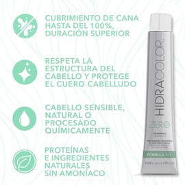 HIDRACOLOR - Tinte Permanente para Cabello Zero Color 6 Rubio Oscuro 90 ml, sin Amoníaco, Cubre Canas, con Miel y Aloe Vera, Gran Duración y Humectación, Coloración Cabello, Aporta Sedosidad y Brillo