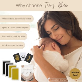 4-Pack Inkless Hand and Footprint Kit - Safe Ink Pad for Baby Hand and Footprints - Pet Paw Print Kit - Cat/Dog Paw Print Kit, Baby Essentials for Newborn, Gold & Black