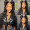 QVFWIG 18 Inch Deep Wave Lace Front Wigs Human Hair