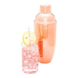 Bar Lux 24 Ounce Cocktail Shaker, 1 Heavy-Duty Cobbler Shaker - Leak-Resistant, For Homes, Bars, Parties, or Restaurants, Copper-Plated Stainless Steel Martini Shaker - Restaurantware