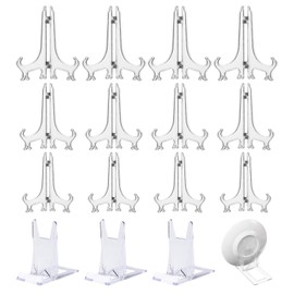 DtgEcd 15Pcs Plate Stand, Plate Display Stands, Plastic Easels Plate 3'', 5''and 7'' Display Stands & Folding Plate Holder Suitable For Display Plates, Mobile Phones, Books, Photos