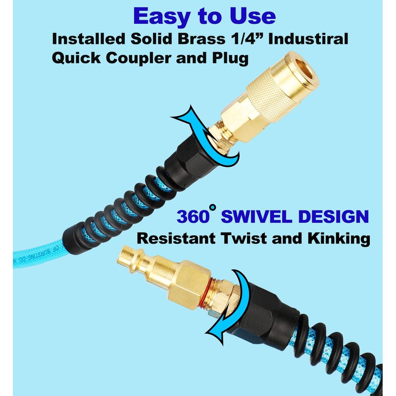 Keepro Reinforced Polyurethane Air Hose, 1/4 Inch ID By 100
