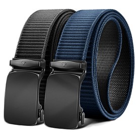 BULLIANT Men Belt-Reversible Ratchet Belt Stretchable for Gift Men Work Casual Golf 1 3/8"-Cut For Fit -2 In 1Belt(Black/Purplish Blue,34"-38" Waist Adjustable)