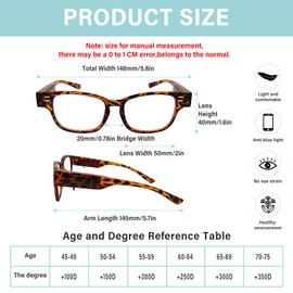 Reading Glasses with Lights Magnifying Glasses with Light Bright LED Readers with Lights Blue Light Blocking Magnifying Eyeglasses Lighted Reading Glasses for Women/Men Lighted Eye Glasses+300