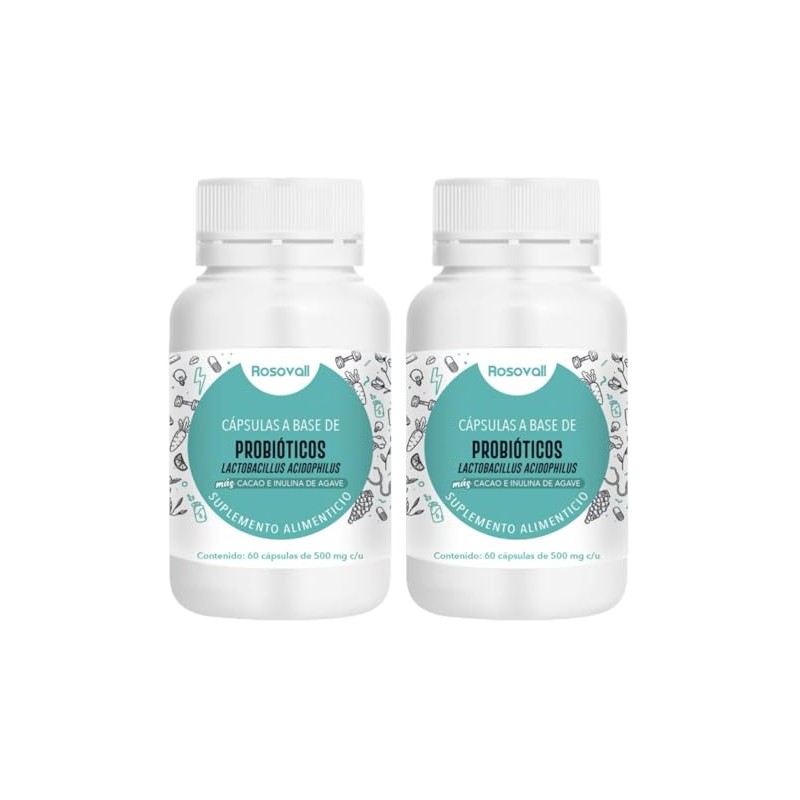 Probióticos Duo Pack, Suplemento Alimenticio, Cápsulas de 500 mg, 60