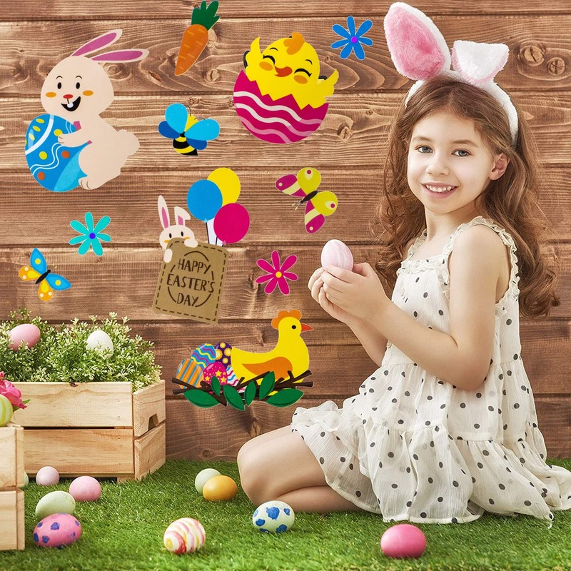 Easter Stickers, Fyvadio 12 Sheets 180 Pieces Easter Bunny Stickers