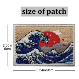 Siwenjiang Great Wave off Kanagawa Embroidered Patch Sew on Appliques Decorate Badge Hook-Backed Morale Patches
