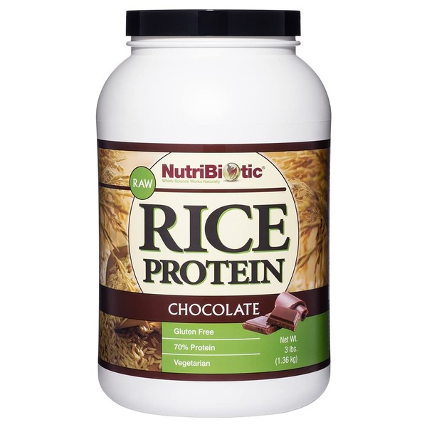 NutriBiotic – Chocolate Rice Protein, 3 Lb (1.36kg) | Low Carb, Vegetarian & Keto-Friendly Raw Protein Powder | Grown & Processed without Chemicals, GMOs or Gluten | Easy to Digest & Nutrient-Rich