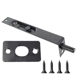 AUXBC 6 Inch Slide Flush Bolt, Stainless Steel Door Flush Bolt Latch, Concealed Slide Lock Bolt, Double Door Latches, Black