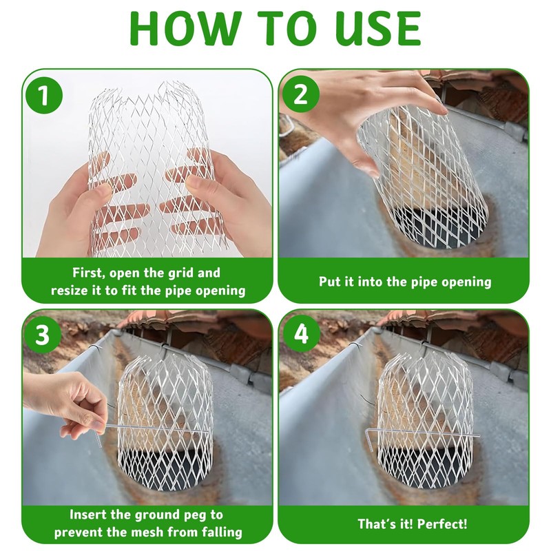 AMSGANK Downpipe Protection Gutter Protection, Set of 6 Gutter Strainers,