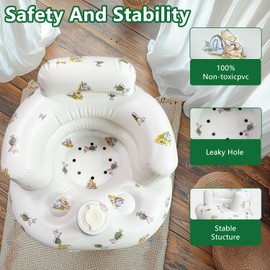 morabloomy Inflatable Baby Seat for Sitting Up 3-12 Months, Portable Anti-Slip Baby Chair with Built-in Air Pump, Lightweight for Travel, Camping, Indoor & Gifts