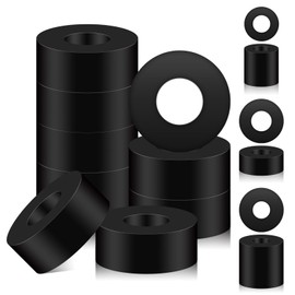 Swpeet 10Pcs Black 1" OD x 3/8" ID x 1/2" Thickness Multi Purpose Neoprene Round Rubber Spacer, Anti Vibration Isolation Pads Thick Rubber Isolator Flat Washer Bushings Washers for Home Accessories