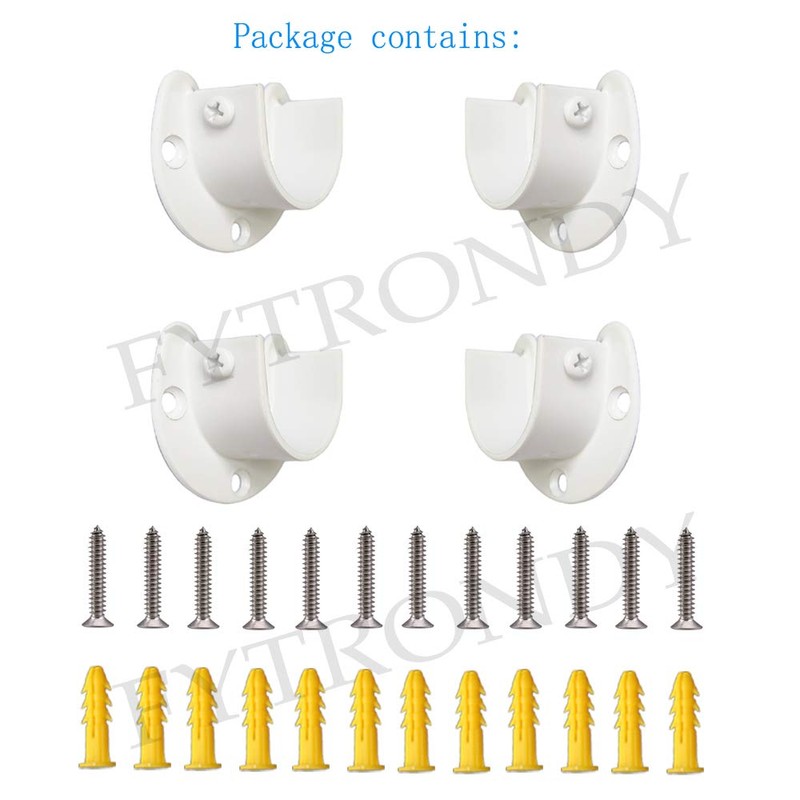 FYTRONDY White Edition Stainless Steel Closet Rod Bracket, U-Shaped Open