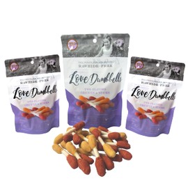 Rena's Recipe Love Dumbbells (Pack of 3) Chicken & Beef flavors on a core infused with Goat Milk