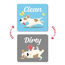 Umtiti Magnet, 1.5mm Thick Clean Dirty Sign Magnet for Dishwasher, Laundry Machine, Refrigerator, Reversible Kitchen Dish Washer Sign, Double Sided Magnet with Bonus Magnetic Plate, Dog