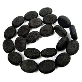 18x13mm Natural Black Lava Oval Beads - Aromatic - Essential Oils Diffuser 15"