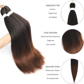 Pre-Stretched Braiding Hair Extensions Synthetic Crochet Braids Yaki Texture 26 Inch 6 Packs Full Head Hot Water Setting Professional Twist Braid Hair (26inch, T30)