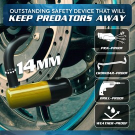 Bigpantha Anti Theft Motorcycle Disc Lock - Heavy Duty Bike Lock with Reminder Cable & Carry Pouch - Universal Fit Disc Brake Lock for Motorbikes, Scooters, and Mopeds (Blue)