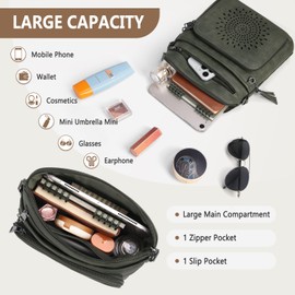 RAINSMORE Crossbody Bags for Women Leather Crossbody Purse Designer Womens Shouler Bags Handbags Trendy Medium Cross Body Purse Travel Work, olive green