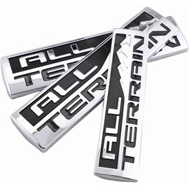 Set 3 Pcs All Terrain Door Tailgate Letter Nameplate Emblem 3D Badge Replacement for All Terrain (Silver Black)