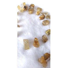 Unbranded 15" Strand  Polished Golden Rutilated Quartz Nugget Beads