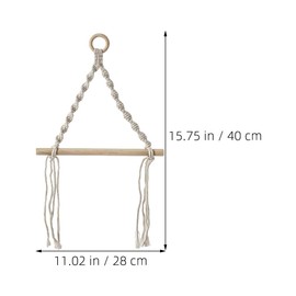 Cabilock 1 x Paper Towel Holder Woven Wall Hanging Macrame Decor Wall Towel Holder Made of Macrame Wall Towel Holder Kitchen Roll Holder Made of Wood Cotton Thread Wall Mounted Shelf