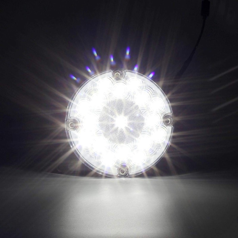 Partsam 2Pcs 7" Round White LED Backup Lights 17 LED