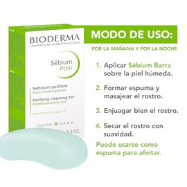 BIODERMA, Sébium Barra Limpiadora Purificante, Previene Imperfecciones, Piel Sana y Fresca, Skincare Piel Grasa, 100ML