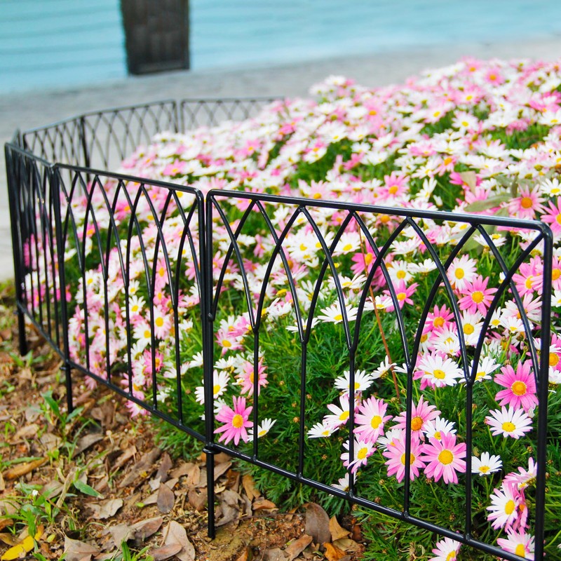 SCENDOR 5 Pack Decorative Fence Metal Garden Fence 16in x