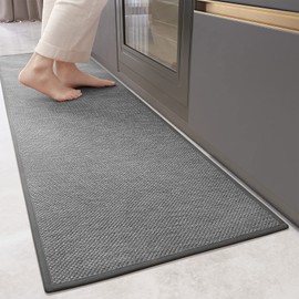 Color&Geometry Kitchen Rugs and Mats Non Slip Washable, Absorbent Kitchen Mat Woven Kitchen Runner Rug Easy to Clean Kitchen Floor Mats for in Front of Sink, Laundry Room, Hallway, 17”x47”, Light Grey