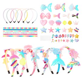 Friedwohl Girls' Headbands, 6 Pieces Mermaid Headbands, Craft Set, Children, Creative Hair Accessories, Crafts, Gifts, DIY Crafts, Sea Hair Accessories, Birthday Gift from 4-12 Years