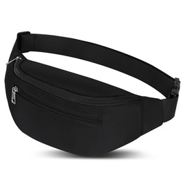 Bumbag Waist Fanny Pack Running Belt for Men Women Unisex Bum Bag with Adjustable Belt for Traveling Outdoors Workout Cycling Fitness Hiking Biking (Black)