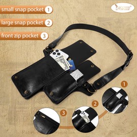 JASGOOD Waist Bag Leather Fanny Pack for Women Vintage Renaissance Belt Festival Pouch Faux Leather Hip Bag for Travel Hiking