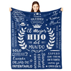 Nicetous Regalo para Mi Hijo, Gifts for Son in Spanish, Regalo de Cumpleaños/Graduación para Hijo, Manta para Hijo de Mama Papa, Birthday Gifts for Son Throw Blanket 60x50in