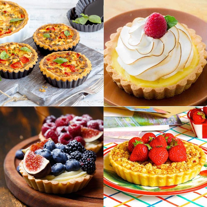 Gutsdoor 6 Pack Mini Tart Pan 4 Inch with Removable
