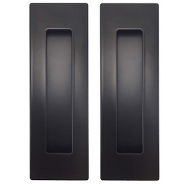 Flush Pull Barn Door Handle (2 Pack) 6" Black | No Sharp Edge | Screws Included