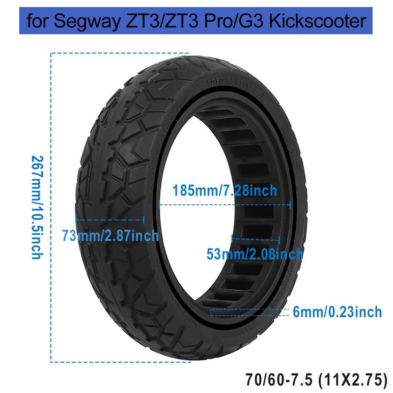 RidTianTek 70/60-7.5 Solid Tire for Segway Ninebot Max G3/ZT3/ZT3 Pro