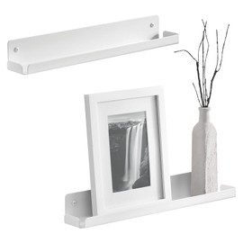 mDesign Metal Household Mounted Wall Basket Organizer Storage Tray, Rustic Hanging Holder Bin Shelf for Bathroom, Kitchen, Garage, Living Room, Cabinet, or Door, Mirri Collection, 2 Pack, Matte White