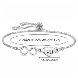 SAMORION Birthday Years Infinity Bracelets Numbers Pattern Heart Delicate Women Jewelry for Her,Birthday Anniversary Charm 2025 Infinity Tennis Chain Bracelets Gift (20)