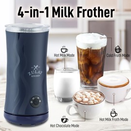 Zulay 4-in-1 Milk Frother and Steamer - Automatic Hot and Cold Foam Maker with Auto Shut Off & Temperature Control for Coffee, Latte, Cappuccino, Hot Chocolate - Navy
