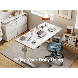 BANTI 48'' Standing Desk, Electric Stand up Height Adjustable Home Office Table, Sit Stand Desk with Splice Board, White