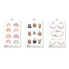 AVERY Zweckform 51035 Set of 88 Watercolour Stickers (Boho Stickers, Animals, Rainbow Stickers, Stickers for Labelling, Vintage, for Decoration, Gift Lettering, Scrapbook, Cards)