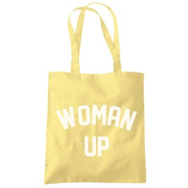 HotScamp Woman Up - Tote Shopping Bag - womens day Determined girl superhero - lemon yellow