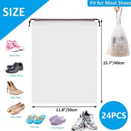 24 PCS Shoe Bags for Travel Multifunctional Waterproof Travel Shoe Bag Translucent with Drawstring Shoe Bags for Storage Shoe Storage Bags Portable Travel Shoe Bags