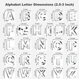 xify’s Alphabet & Number Cookie Cutters, 2.5-3 Inch Assorted Sizes 36 Pcs Stainless Steel Cookie Cutter Sets, Fondant & Dough Molds for Party Birthday Christmas, Fruit Cutting, Includes Steel Scraper