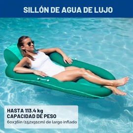 Aqua Luxury Water Pool Lounge – Extragrande – Flotadores inflables para Piscina para Adultos con reposacabezas, Respaldo, reposapiés y portavasos – Mú