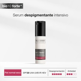 Bella Aurora BIO10 FORTE+ Haarentfernungsserum für trockene Haut, entfernt dunkle Flecken und spendet Feuchtigkeit, mit B-CORE 221TM und Tranexamsäure, UVA-, UVB-, IR- und Blaulichtschutz, 30 ml