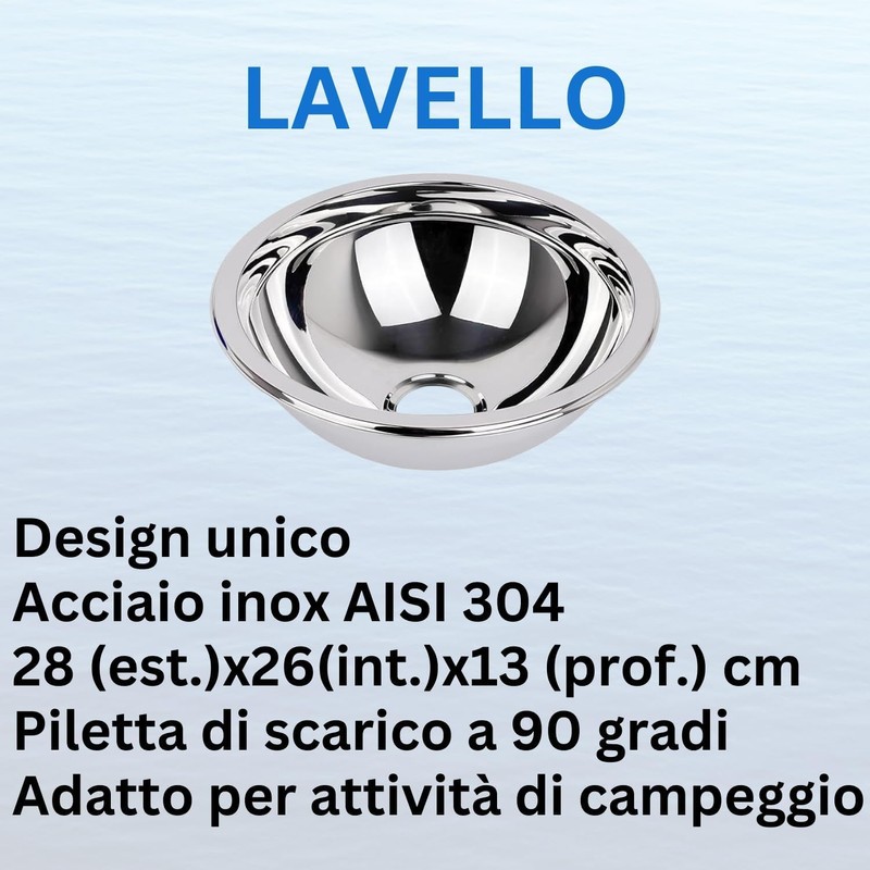 Caravan / Motorhome Sink Stainless Steel Round 260 mm, Depth