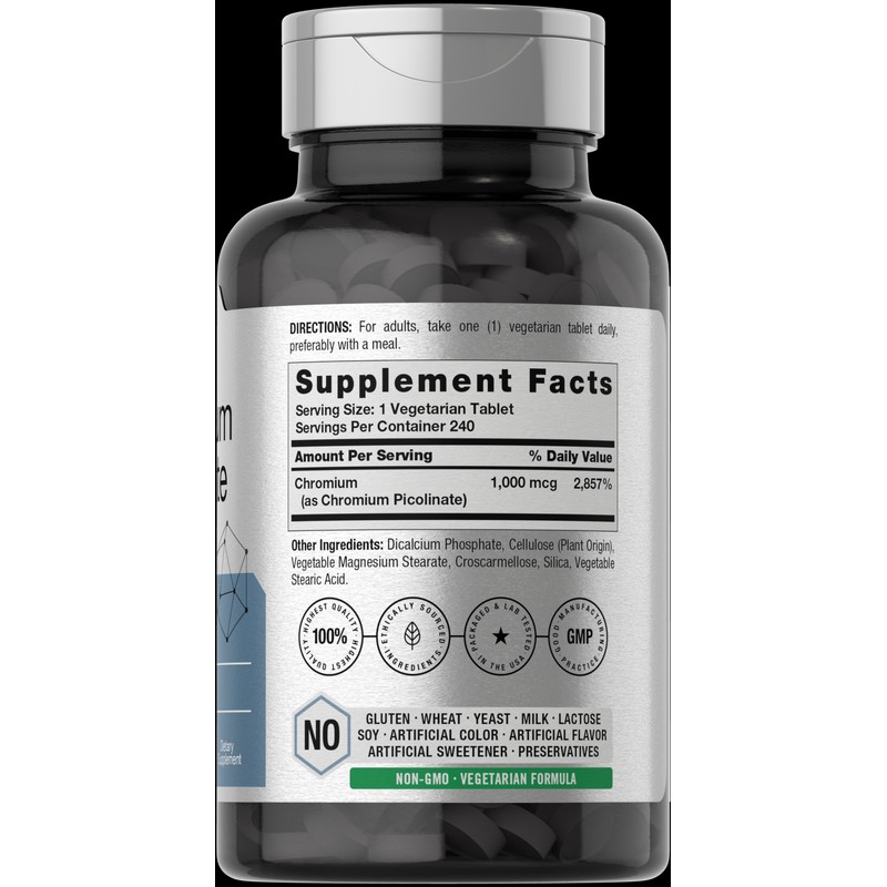 Horbäach Chromium Picolinate 1000mcg | 240 Tablets | Vegetarian |