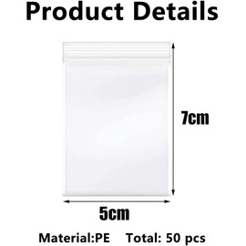 50 PCS Small Ziplock Bags, 5x7cm Resealable Zipper Poly Bags Small Plastic Bags Mini Ziplock Bags Clear Zip lock Bags for ewelry Seeds Screws Earring Beads